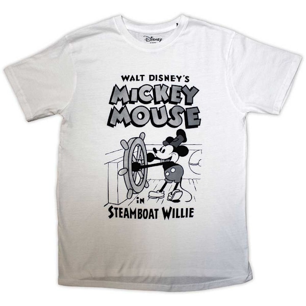 Mickey Mouse Unisex Vuxen Steamboat Willie T-shirt XXL Vit White XXL