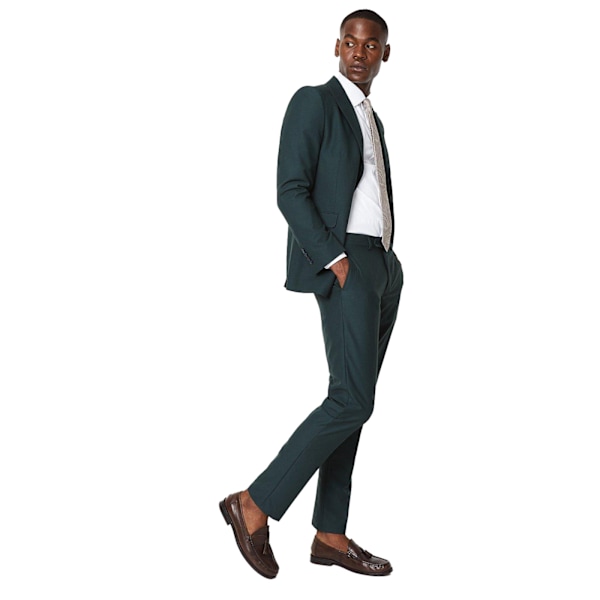 Burton herr enfärgad slim kostymbyxor 36L mörkgrön Dark Green 36L