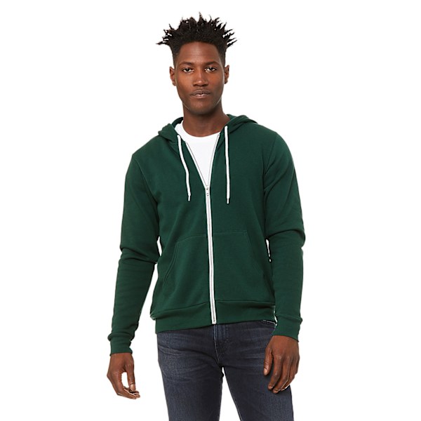 Canvas Unisex Dragkedja Polycotton Fleece Tröja med Huva / Luva Forest Green XL