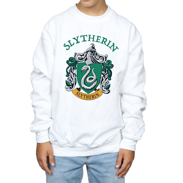 Harry Potter Pojkar Slytherin Crest Sweatshirt 7-8 År Vit White 7-8 Years