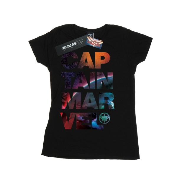 Marvel Dam/Dam Captain Marvel Space Text T-shirt i bomull M Black M