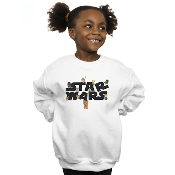 Star Wars Girls Kiddie Logo Sweatshirt 12-13 år Vit White 12-13 Years