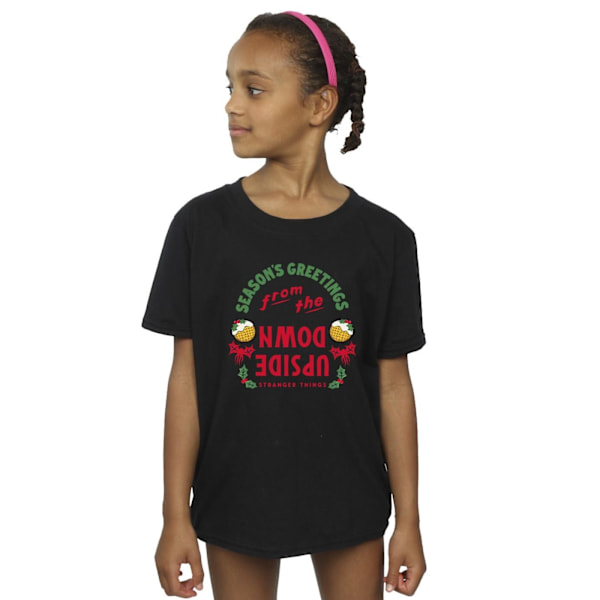 Netflix Girls Stranger Things Upside Down Seasons Greetings Bomull T-shirt 9-11 år Svart Black 9-11 Years