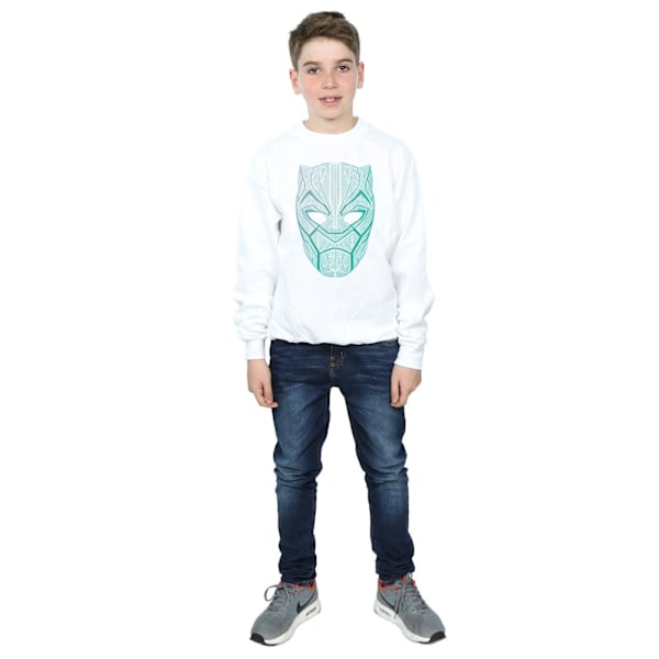 Marvel Boys Black Panther Tribal Mask Sweatshirt 7-8 år Vit White 7-8 Years