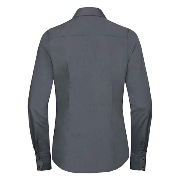 Russell Collection Damkläder Poplin Passform Långärmad Skjorta Convoy Grey 14 UK