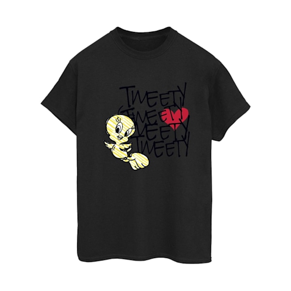 Looney Tunes Dam/Damer Tweety Love Heart Bomull Boyfriend T Black XL