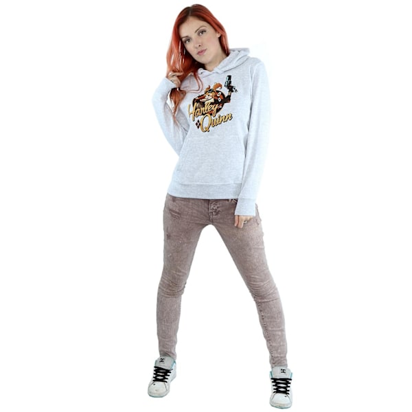 DC Bombshells Dam/Kvinnor Harley Quinn Badge Hoodie S Heather Heather Grey S