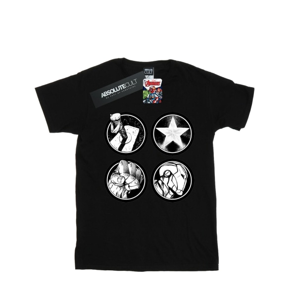 Marvel Mens Avengers T-shirt med huvudlogotyper XXL Svart Black XXL