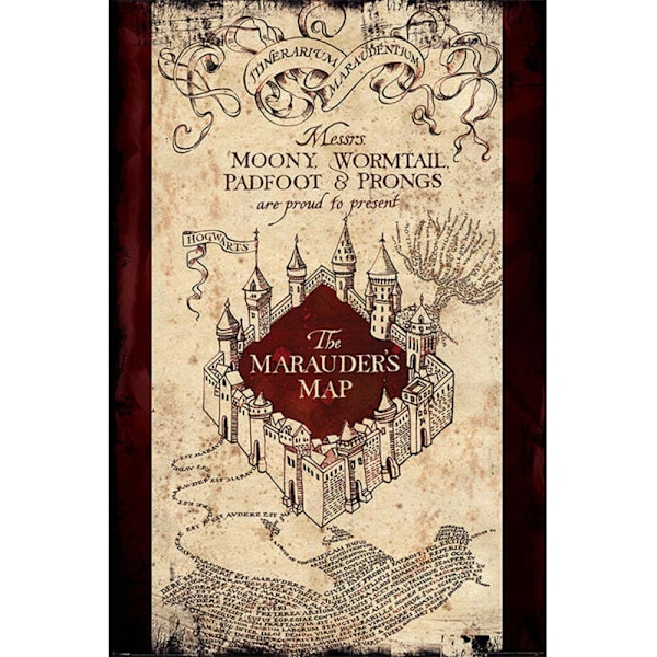 Harry Potter Marauders Map Poster En Storlek Brun/Beige Brown/Beige One Size