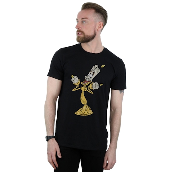 Disney Herrar Skönheten och Odjuret Lumiere Distressed T-Shirt L B Black L