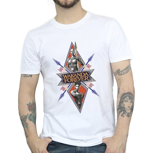 Marvel Wakanda Forever Tribal Spear Chest T-shirt för män 4XL Vit White 4XL