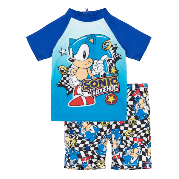 Sonic The Hedgehog Boys Ring Tvådelad Baddräkt 6-7 År Blå/ Blue/Black 6-7 Years