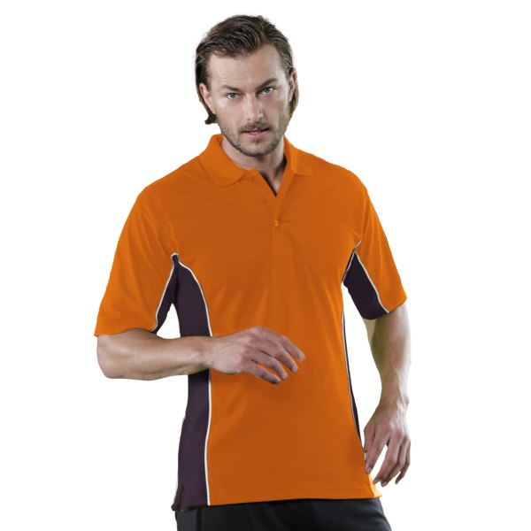 Gamegear® Mens Track Pique Kortärmad pikétröja Topp 2XL Oran Orange/Graphite/White 2XL