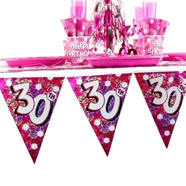 Amscan Sparkle 30-årsdag Flaggband En Storlek Rosa Pink One Size