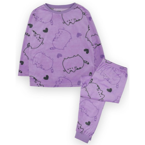 Pusheen flickor pyjamas med heltäckande tryck, 13-14 år, lila Purple 13-14 Years