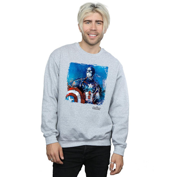 Marvel Herr Captain America Art Sweatshirt S Sports Grey Sports Grey S