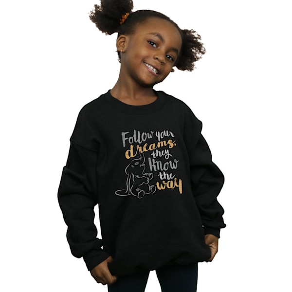 Disney Girls Dumbo Follow Your Dream Sweatshirt 5-6 år Svart Black 5-6 Years