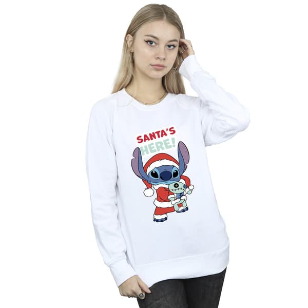 Disney Dam/Kvinnor Lilo & Stitch Santa´s Here Sweatshirt S Vit White S