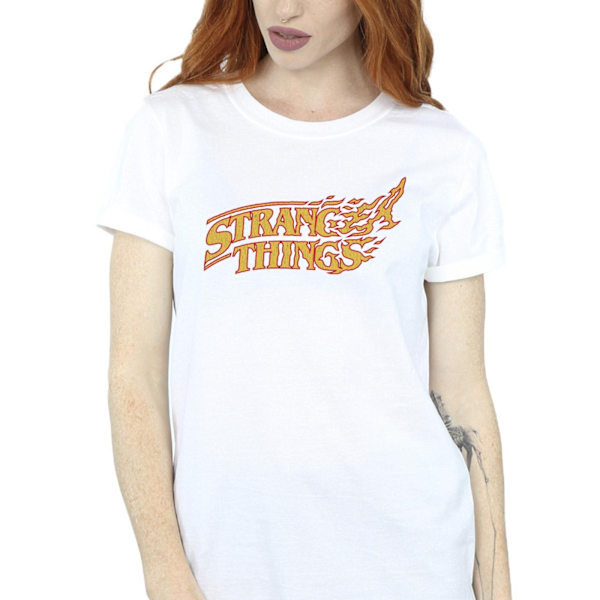 Netflix Dam/Kvinnor Stranger Things Logo Breaking Cotton Boyf White 4XL