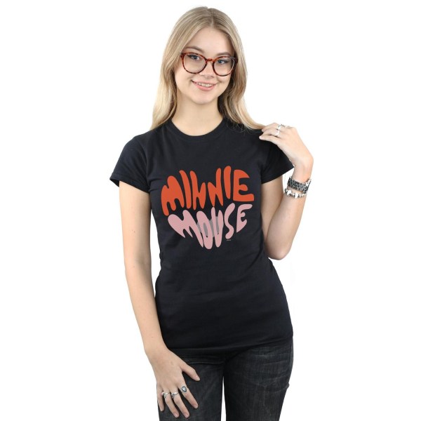 Disney Dam/Kvinnor Minnie Mouse Hjärtformad Bomull T-shirt X Black XXL