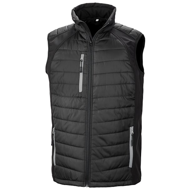 Result Äkta Återvunnen Unisex Vuxen Kompass Softshell Vadderad Väst L Svart/Grå Black/Grey L