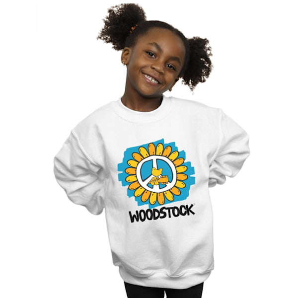 Woodstock Girls Flower Peace Sweatshirt 12-13 år Vit White 12-13 Years