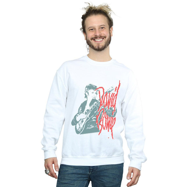 David Bowie Herr Mono Gitarr Sweatshirt 4XL Vit White 4XL