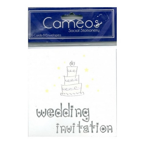 Cameos Cake Bröllopsinbjudan (6-pack) One Size Vit/Silver White/Silver One Size