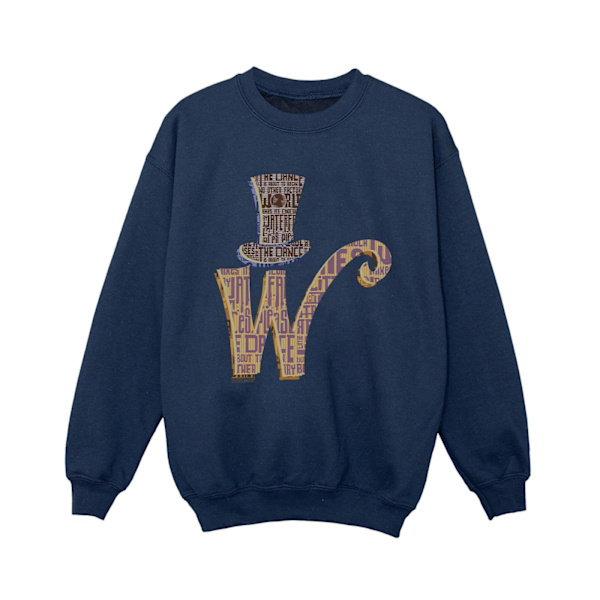 Willy Wonka Boys W Logo Hat Sweatshirt 5-6 år Marinblå Navy Blue 5-6 Years