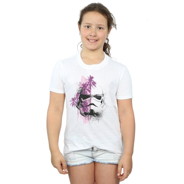 Star Wars Girls Rogue One Stormtrooper Palm Trees Bomull T-Shir White 9-11 Years