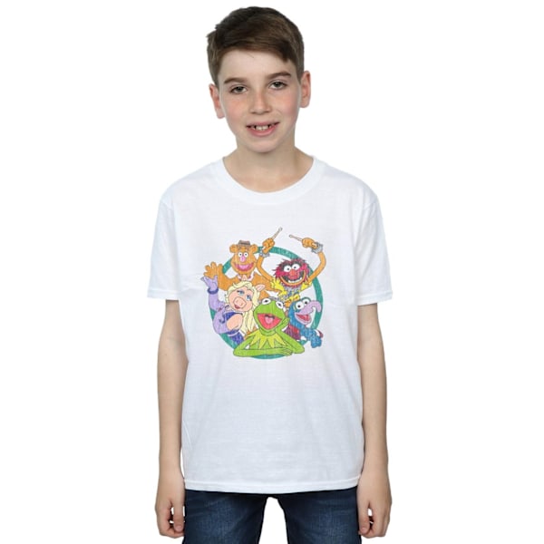 Disney Pojkar The Muppets Grupp Cirkel T-Shirt 7-8 År Vit White 7-8 Years