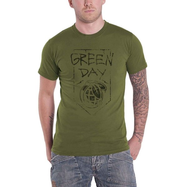 Green Day Unisex Grenade T-shirt L Militärgrön Military Green L