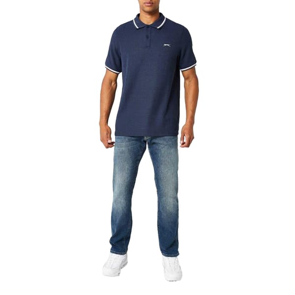 Slazenger Herr Kontrastrandig Pikétröja 4XL Marinblå Navy 4XL