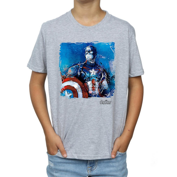 Marvel Boys Captain America Art T-shirt 12-13 år Sports Grey Sports Grey 12-13 Years