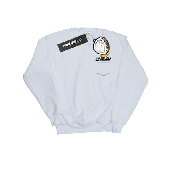 Looney Tunes Girls Daffy Duck Faux Pocket Sweatshirt 12-13 År White 12-13 Years