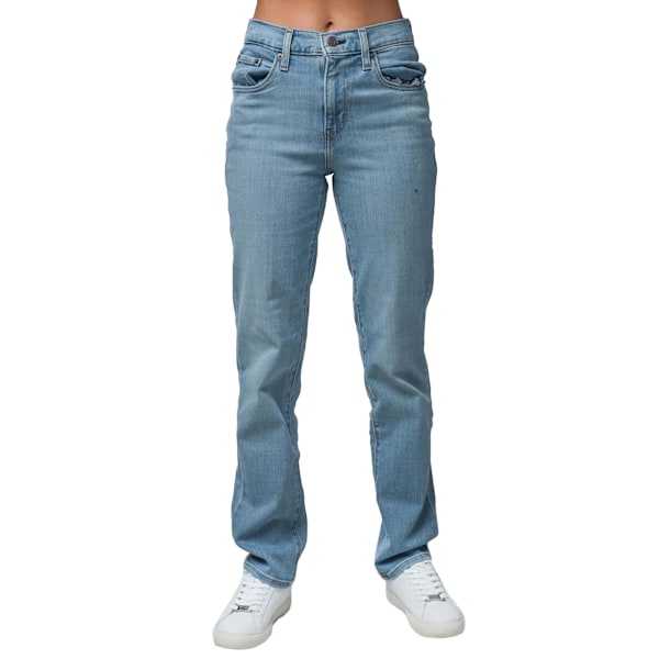 Levis Dam/Dam 724 Hög Midja Läderlapp Jeans 30R Ljus Light Blue 30R