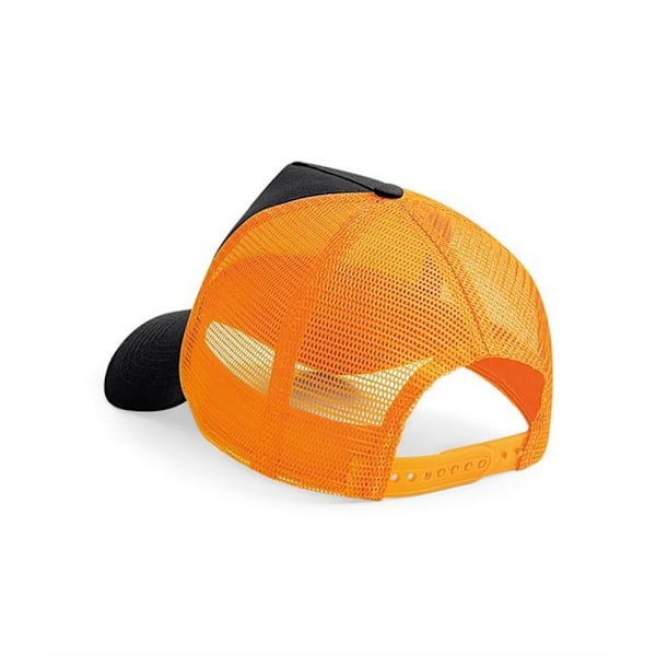 Beechfield Herr Halv Mesh Trucker Cap / Huvudbonad One Size Svart Black/Orange One Size