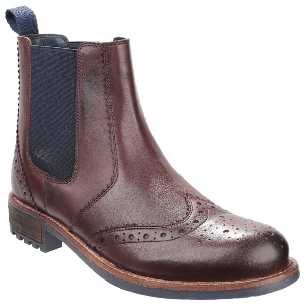 Cotswold Mens Cirencester Läder Chelsea Brogue Skor 7 UK Brun Brown 7 UK