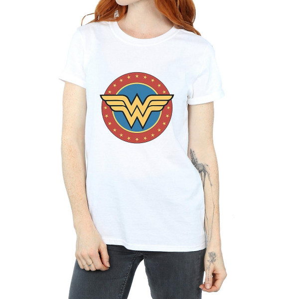 Wonder Woman Dam/Ladies Logotyp Pojkvän T-shirt i bomull L Whit White L