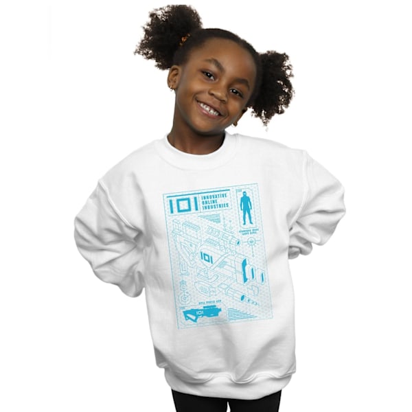 Ready Player One Girls IOI Laser Rifle Blueprint Sweatshirt 5-6 White 5-6 Years