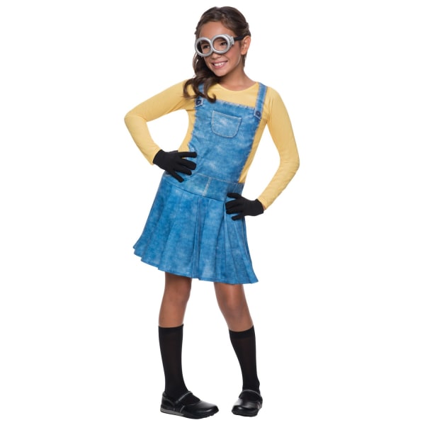 Minions Girls Costume S Blå/Gul Blue/Yellow S