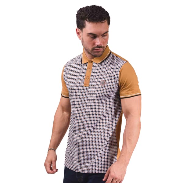 Lambretta Herr SS24 Houndstooth Pikétröja M Senapsgul Mustard M