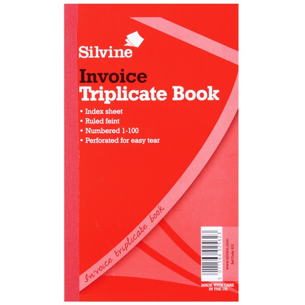 Silvine Triplicate 300 ark fakturabok (paket med 6) One Size White One Size