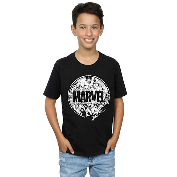 Marvel Comics Boys Logo Character Infill T-Shirt 9-11 år Bla Black 9-11 Years