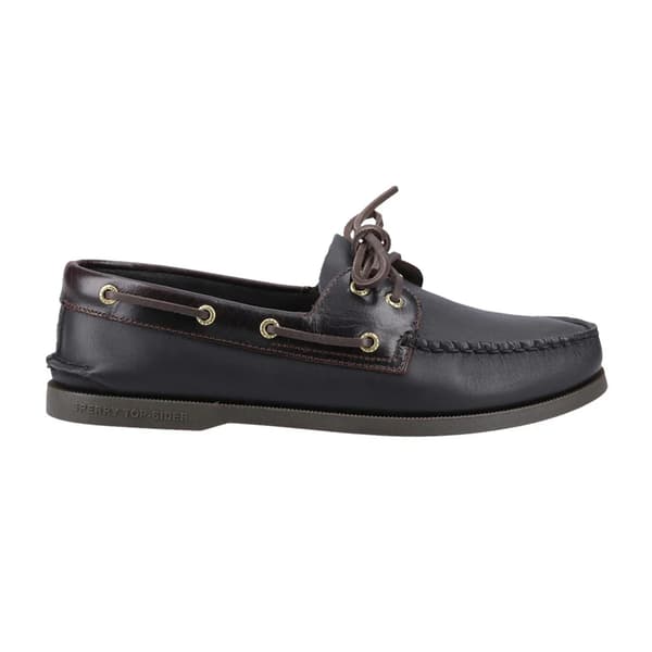 Sperry Herr Äkta Fullnarv Läder 2 Öljet Båtskor 8. Amaretto/Black 8.5 UK
