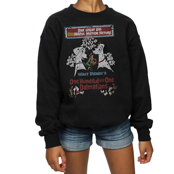 Disney Girls 101 Dalmatians Retro Poster Sweatshirt 7-8 år B Black 7-8 Years