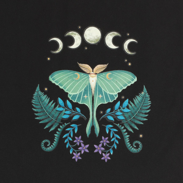 Something Different Luna Moth Bomull Tote Bag One Size Svart/Grön Black/Green/White One Size