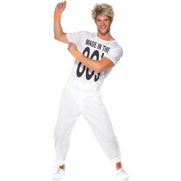 Smiffys Unisex Vuxen Made In 80s Kostymset M R Vit/Svart White/Black M R