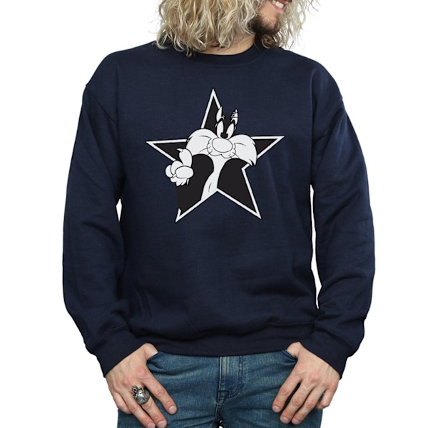 Looney Tunes Herr Sylvester Mono Star Sweatshirt 3XL Marinblå Navy Blue 3XL