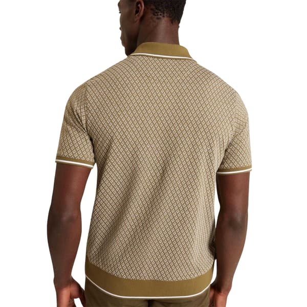 Ted Baker Herr Geometrisk Regular Pikétröja XS Oliv Olive XS